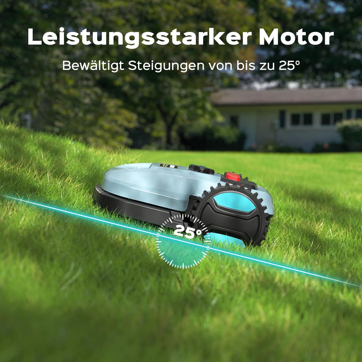 YARDCARE E400 Mähroboter mit App-Steuerung, für bis zu 400 m², leise <60 dB, mit Regensensor, Auto-Ladung, 18 cm Schnittbreite, 20–60 mm Höhe