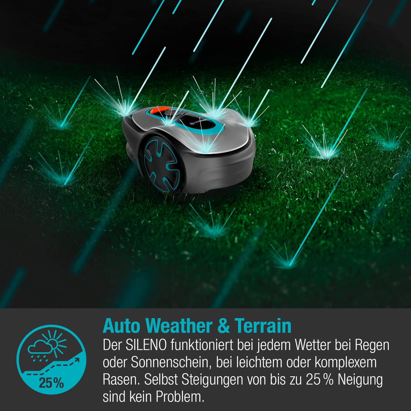 Gardena Mähroboter SILENO minimo 250 m² – leiser Rasenroboter mit Bluetooth App-Steuerung, programmierbar, DE-Version (15201-20)