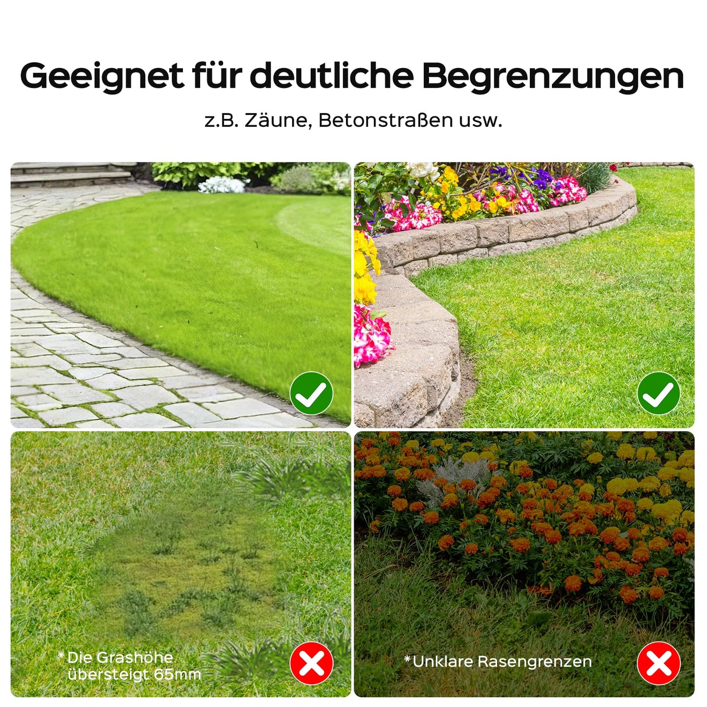 YARDCARE V100 Mähroboter ohne Begrenzungskabel, Vision Navigation, 150 Hinderniserkennung, für bis zu 150 m², mit Graskamm & Ersatzklingen